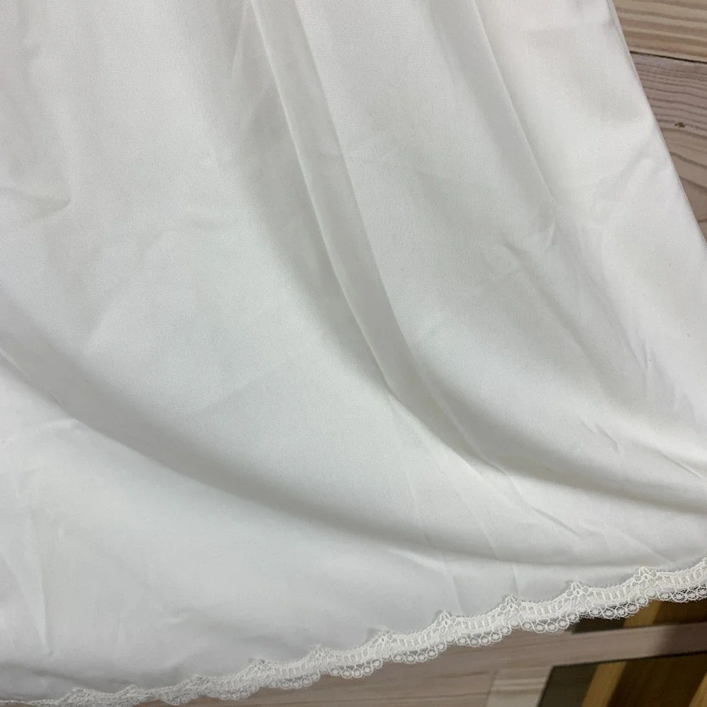 Vtg Shadowline‎ Long Half Slip Skirt Liner Large Sz 38 Ivory #47116-38 Mint EUC